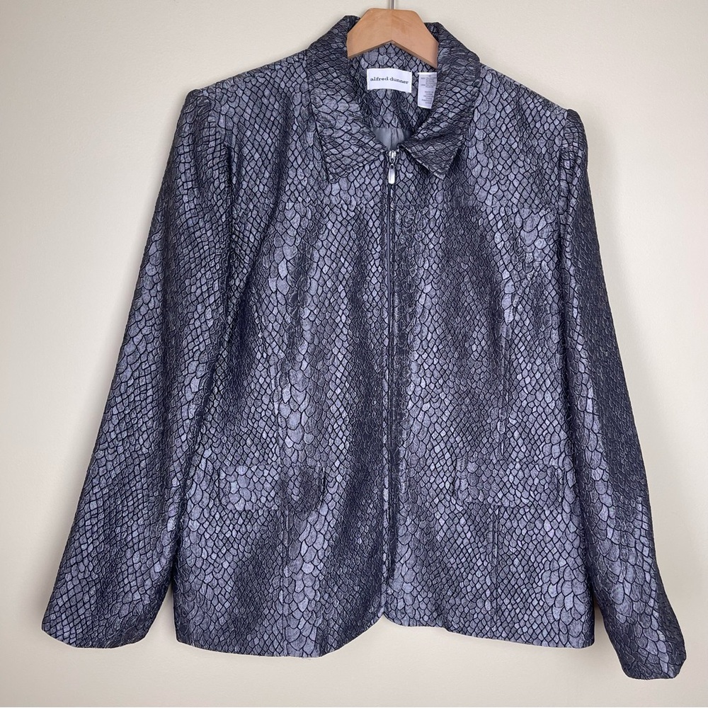 Alfred Dunner Women’s Suits Jacket in Metallic Grayish Black Size 16